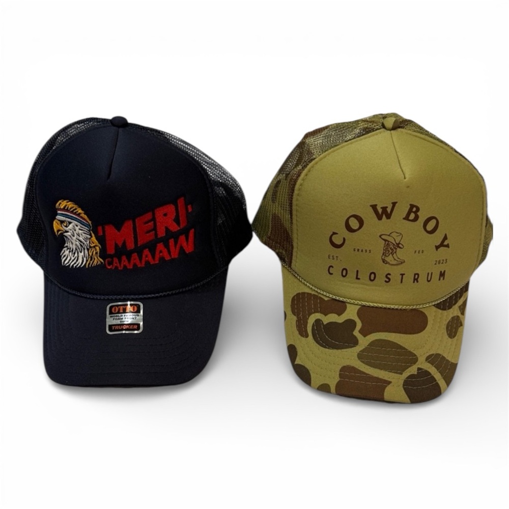 (2) OTTO Country Cowboy Themed Rope SnapBack Hats